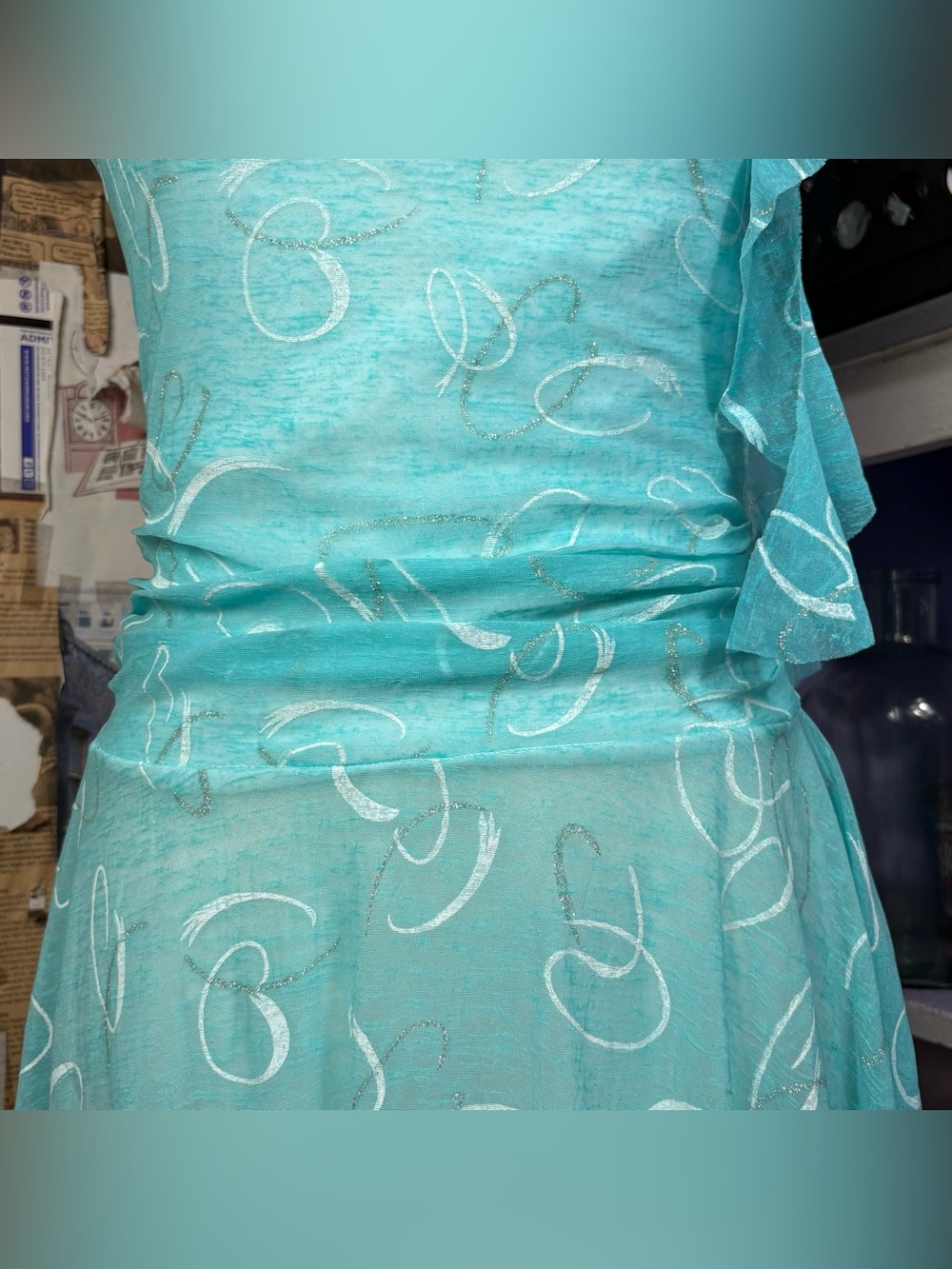 Turquoise Ruffle Midi Dress - Picture 5 of 9